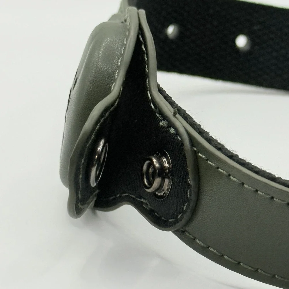 MODUS Adjustable Dog Collar with AirTag Holder Olive Green Size L 12.5-21